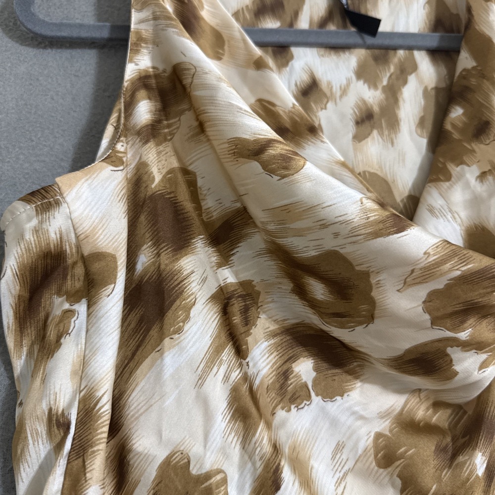 Vtg Womans Shirt Med Drape Y2K Feminine Boho Western Club Watercolor Leopard